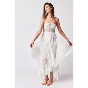 Free People One Lumi Strapless Lace Maxi Dress